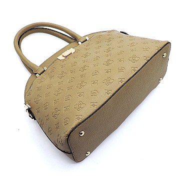 Embossed Monogram DOME SATCHEL WALLET SET