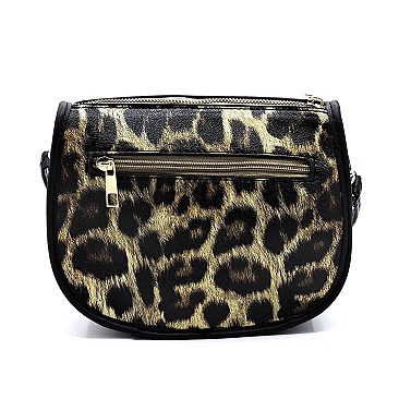 Leopard Print Tassel Accent Cross Body Messenger