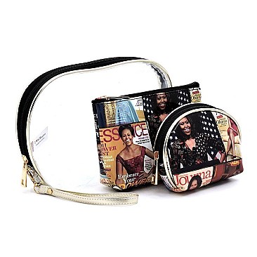 3-in-1 Magazine Cover Collage Cosmetic Case