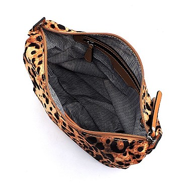 Fashion Buckle Flap Leopard 2-in-1 Satchel