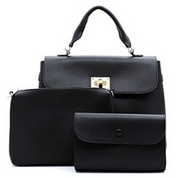 Fashion Twist Lock 3-in-1 Satchel