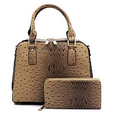 Ostrich Croc 2-in-1 Boxy Satchel