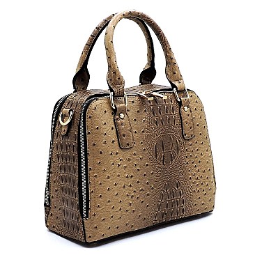 Ostrich Croc 2-in-1 Boxy Satchel