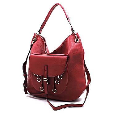 Fashion Ring Front Pocket Shoulder Bag Hobo