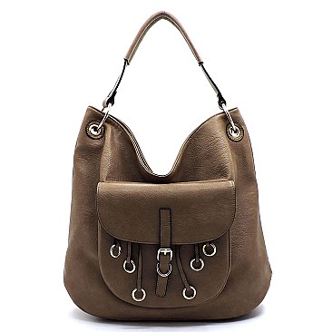Fashion Ring Front Pocket Shoulder Bag Hobo