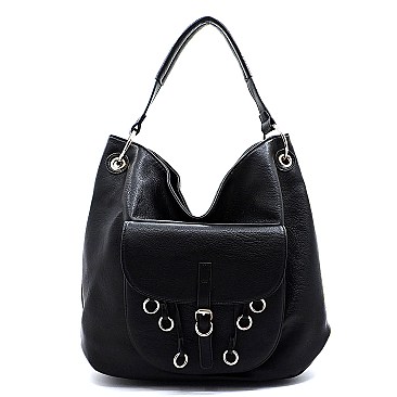Fashion Ring Front Pocket Shoulder Bag Hobo