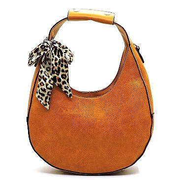 Python Snake Skin Leopard Scarf Shoulder Bag Hobo