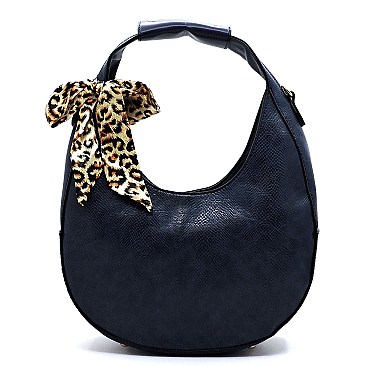 Python Snake Skin Leopard Scarf Shoulder Bag Hobo