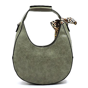 Python Snake Skin Leopard Scarf Shoulder Bag Hobo