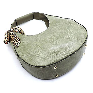 Python Snake Skin Leopard Scarf Shoulder Bag Hobo