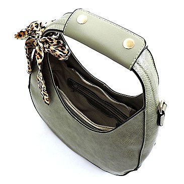 Python Snake Skin Leopard Scarf Shoulder Bag Hobo