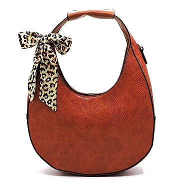 Python Snake Skin Leopard Scarf Shoulder Bag Hobo