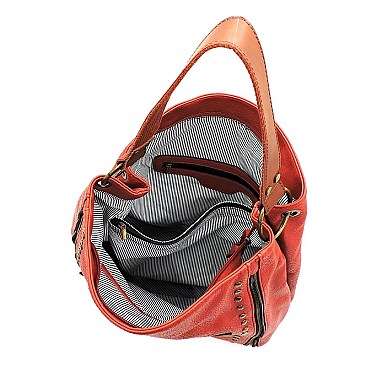 Fashion Zipper Studded 2-in-1 Shoulder Bag