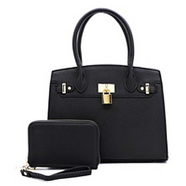Saffiano Textured Padlock 2-in-1