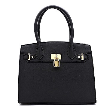 Saffiano Textured Padlock 2-in-1