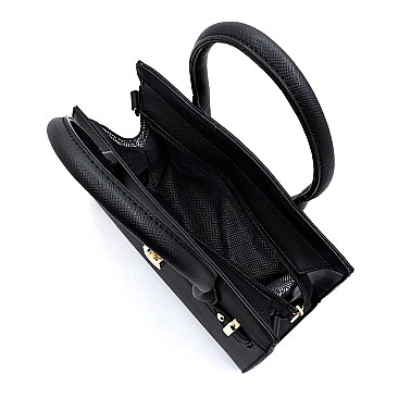 Saffiano Textured Padlock 2-in-1