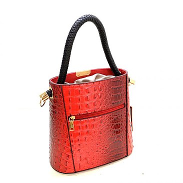 2 in 1 Alligator Skin Satchel & Wallet Set