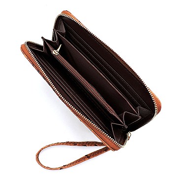 2-Way Ostrich Print Drawstring Bucket Satchel Wallet SET
