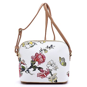 Dome Flower Printed Crossbody Bag