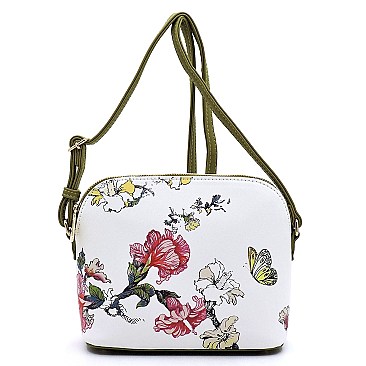 Dome Flower Printed Crossbody Bag