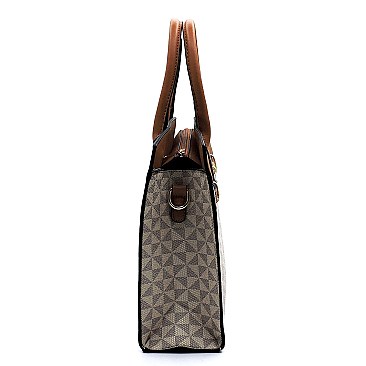 2-in-1 Monogram Padlock Colorblock Satchel