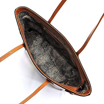 2 in 1 Butterfly Leopard Print Patent Tote Value SET