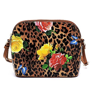 2 in 1 Butterfly Leopard Print Patent Tote Value SET