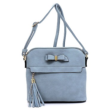 Bow Tassel Zipper Crossbody Bag