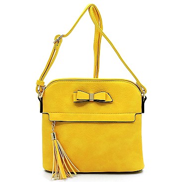 Bow Tassel Zipper Crossbody Bag