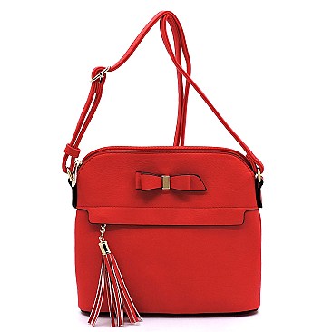Bow Tassel Zipper Crossbody Bag