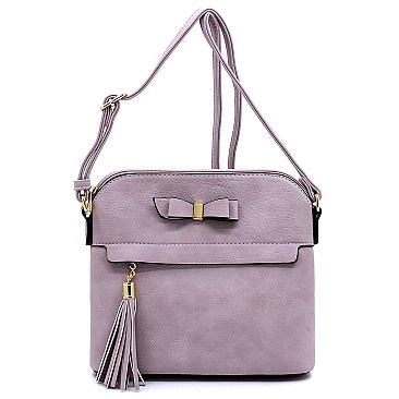 Bow Tassel Zipper Crossbody Bag