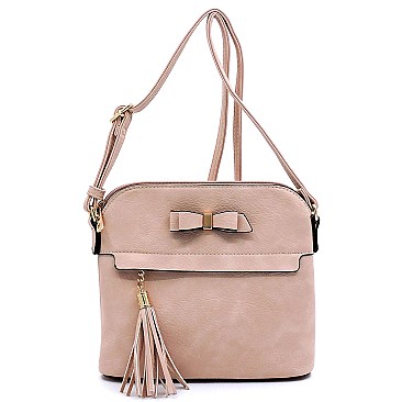 Bow Tassel Zipper Crossbody Bag