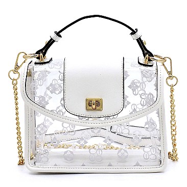 Transparent Monogram Twist Lock Crossbody Bag Satchel