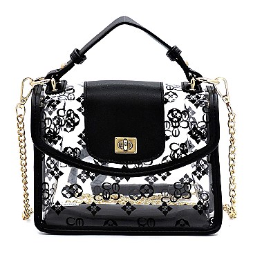 Transparent Monogram Twist Lock Crossbody Bag Satchel