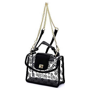 Transparent Monogram Twist Lock Crossbody Bag Satchel