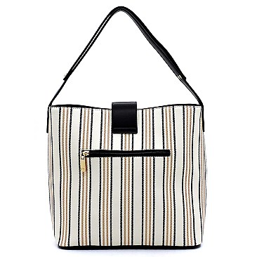 3-Compartment Pinstripe Print Hobo Wallet SET