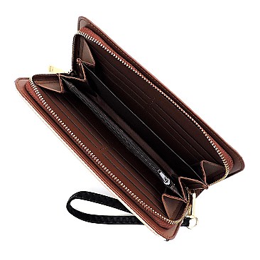 3-Compartment Pinstripe Print Hobo Wallet SET