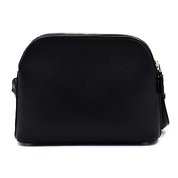Multi Compartment Leopard Zebra Colorblock Dome Crossbody Bag