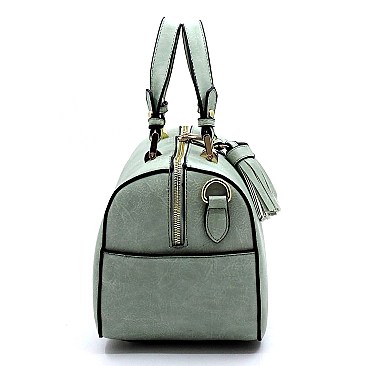 2-Way Double Tassel Accent Boston Satchel