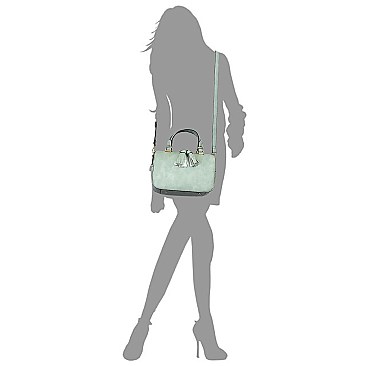 2-Way Double Tassel Accent Boston Satchel