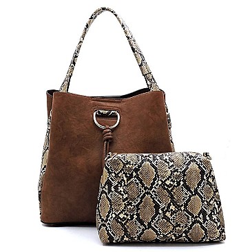 Python Snake Skin 2-in-1 Shoulder Bag Hobo