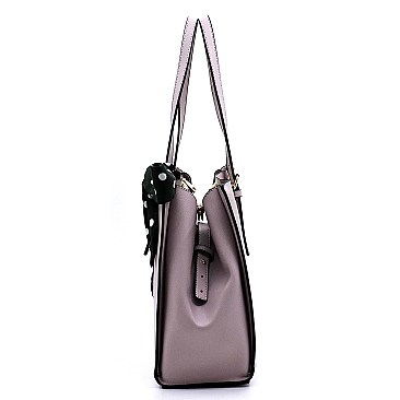 3-Compartment Polka Dot Scarf Accent Tote