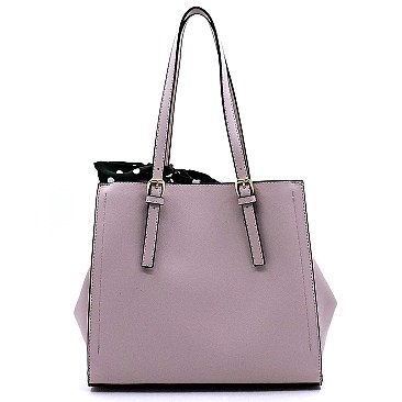 3-Compartment Polka Dot Scarf Accent Tote