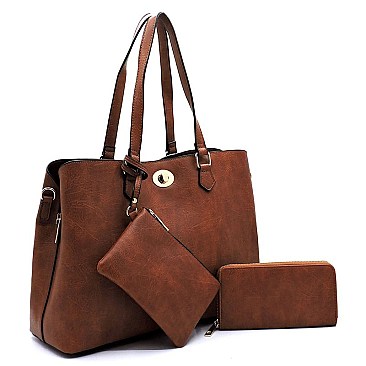 Fashion Twist Lock 3-in-1 Satchel