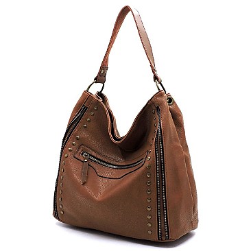 Fashion Zipper Studded 2-in-1 Shoulder Bag
