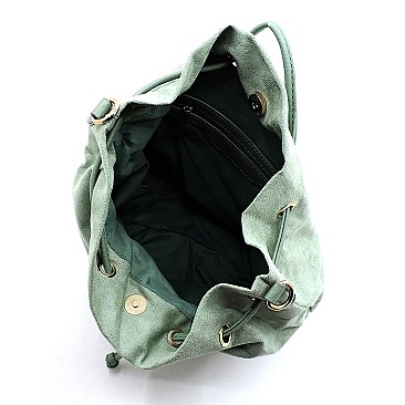 2-in-1 Woven Bucket Shoulder Bag Hobo