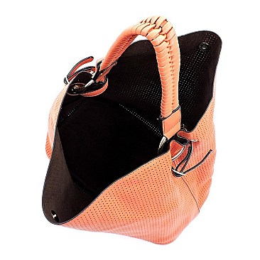 Fashion Laser Cut Perforated 2-in-1 Shoulder Bag