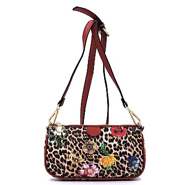 3-in-1 Leopard Flower Crossbody Set