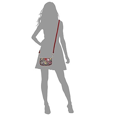 3-in-1 Leopard Flower Crossbody Set