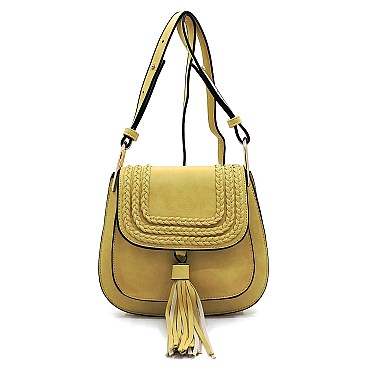Tassel Accent Braided Cross Body Saddle Bag MH-CTEA0004